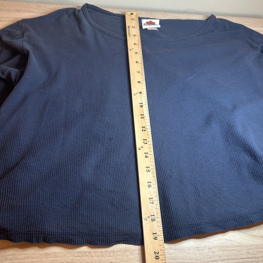 Harley-Davidson R.K. Stratman Waffle Knit Cropped Thermal Top Black XL Good - Picture 6 of 10